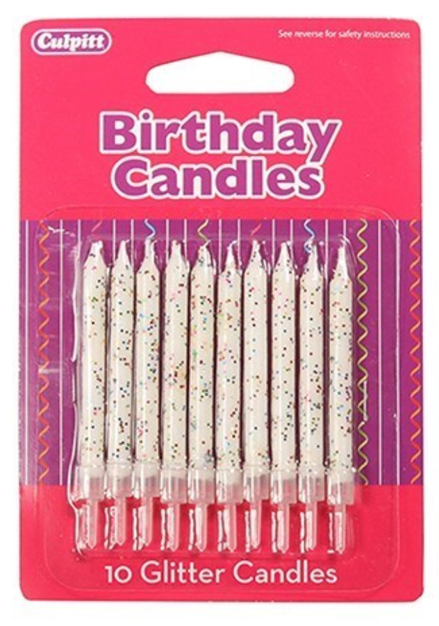 Giltter Candle pack of 10- CHOOSE A DESIGN