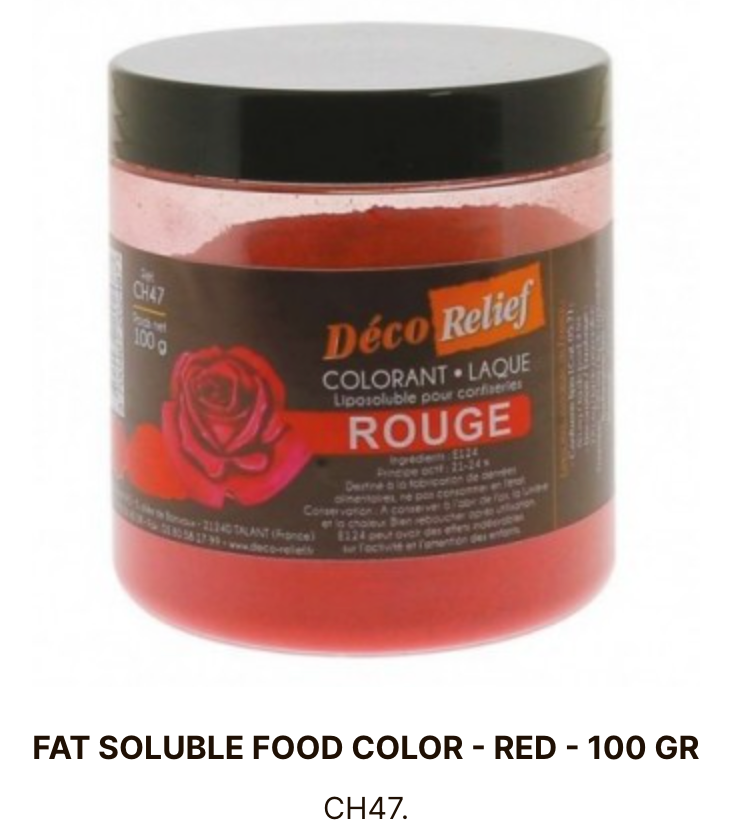 DECO RELIEF COLOUR Special Chocolate Food Colour -Red 100g CH47