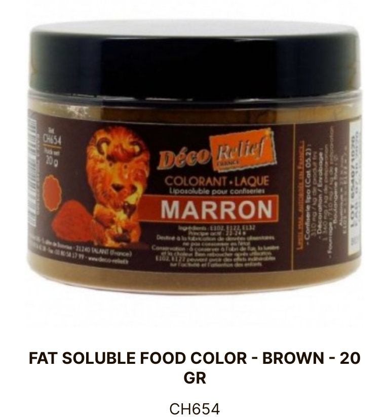DECO RELIEF COLOUR Special Food Colour for Chocolate -Gloss Brown 20g CH654