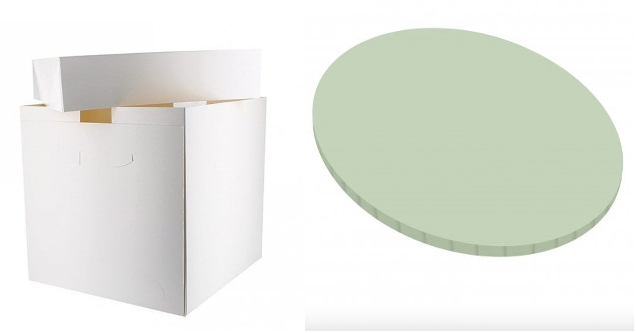 Round Masonite Board (5mm) & White Tall Cake Box -Choose A Size & Colour