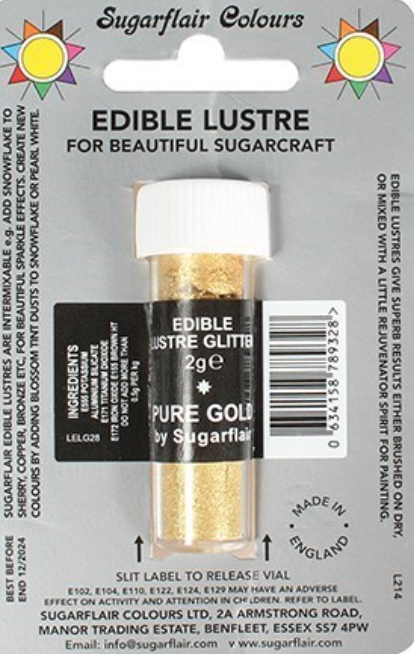 SUGARFLAIR Edible Lustre Glitter -2g CHOOSE A COLOUR