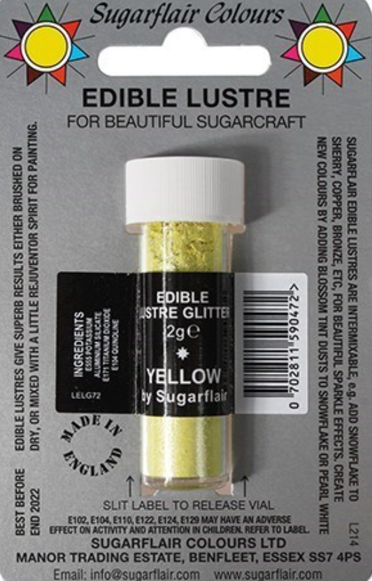 SUGARFLAIR Edible Lustre Glitter -2g CHOOSE A COLOUR