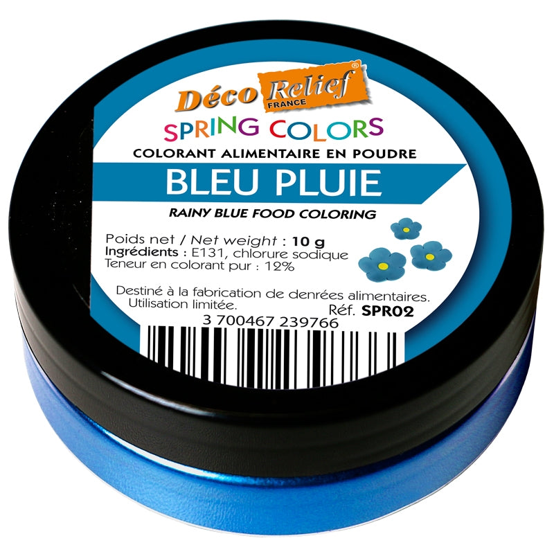 DECO RELIEF COLOUR INTENSIVE WATER SOLUBLE FOOD COLOUR - RAINY BLUE - 10 GR #SPR02