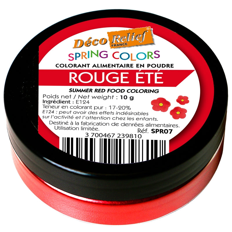 DECO RELIEF COLOUR INTENSIVE WATER SOLUBLE FOOD COLOUR-SUMMER RED - 10g #SPR07