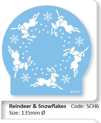 Stencil Reindeer & Snowflakes Circle Stencil