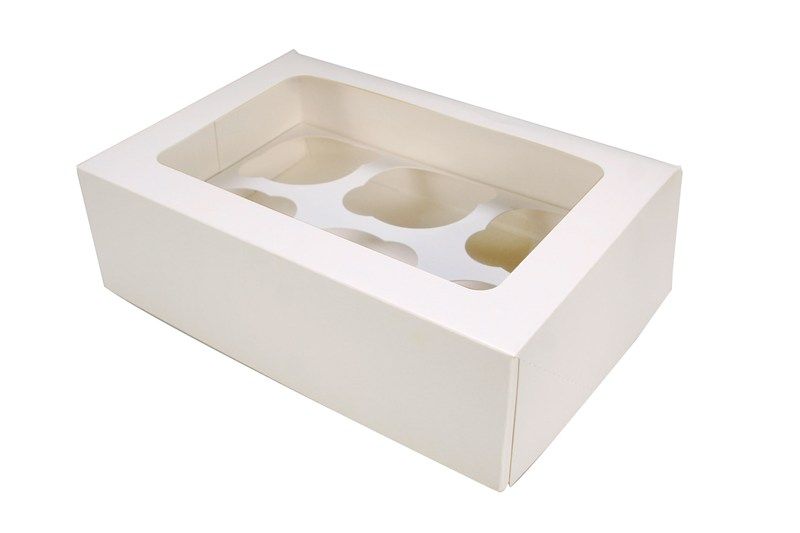 White 12 Cupcake Box with inserts - Take 12 standard size cupcakes