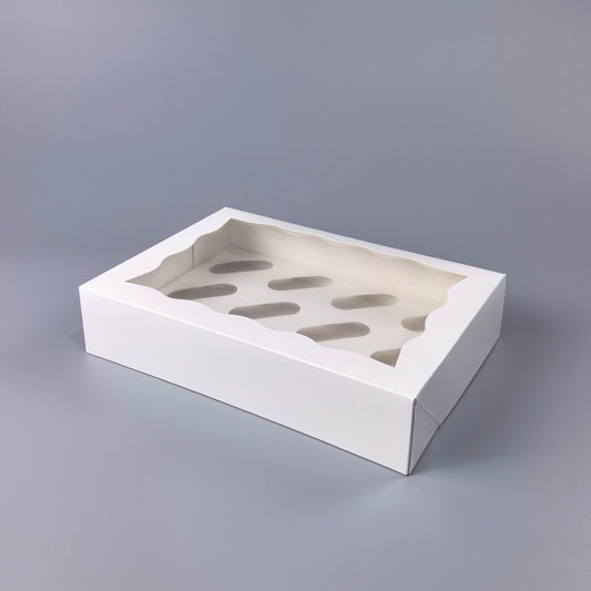 White 12 Cupcake Box with inserts - Take 12 standard size cupcakes