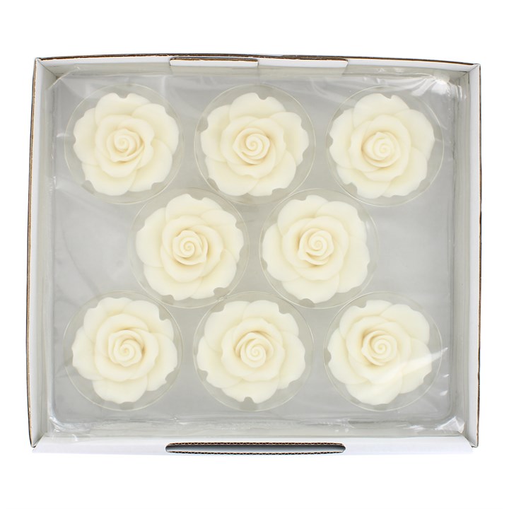 Warm White Sugar Soft roses  63mm Pack of 8  #21507