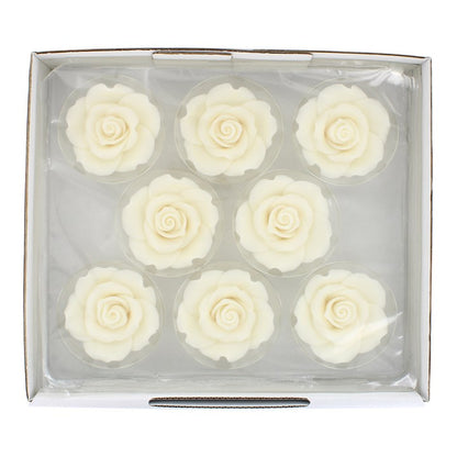 Warm White Sugar Soft roses  63mm Pack of 8  #21507