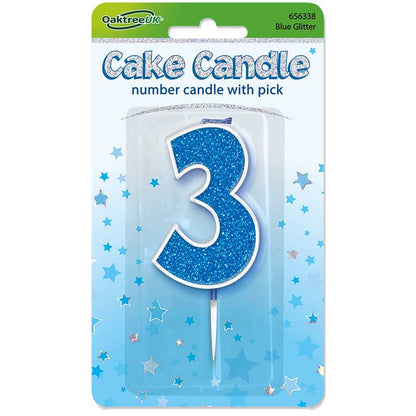 GLITTER NUMBER  CANDLES    (CHOOSE A NUMBER)