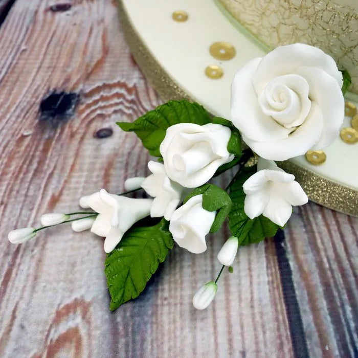 Small White Rose And Blossom Spray