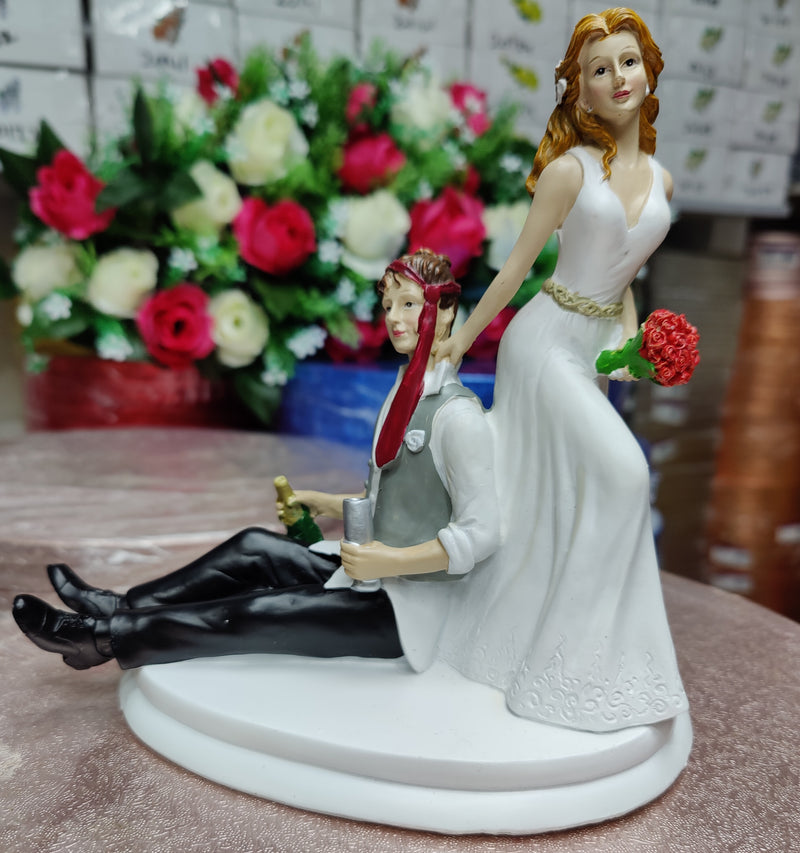 Wedding Figurine Dragging groom
