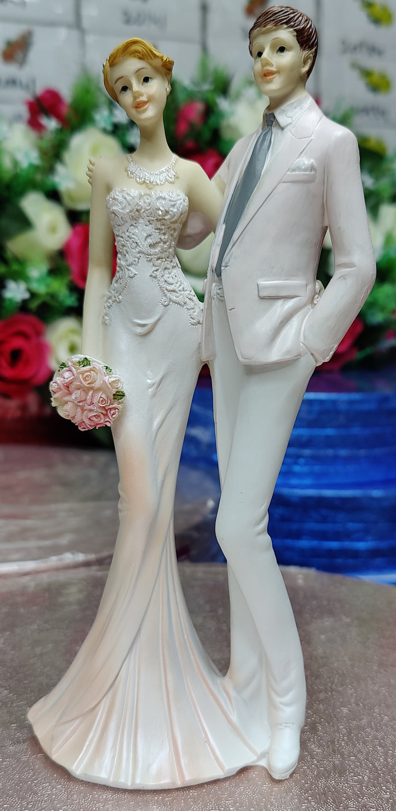 Wedding Figurine super tall couples with Bouquet