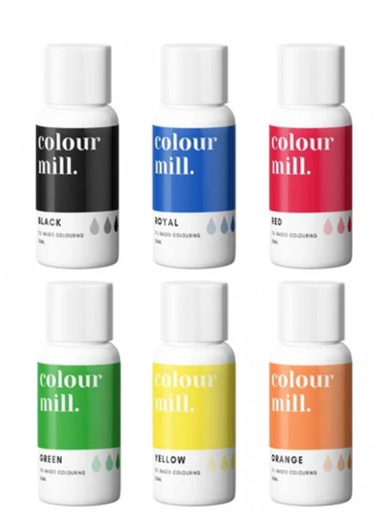 Colour Mill Oil Based Food Colouring 20ml - Primary Colours Pack Of 6