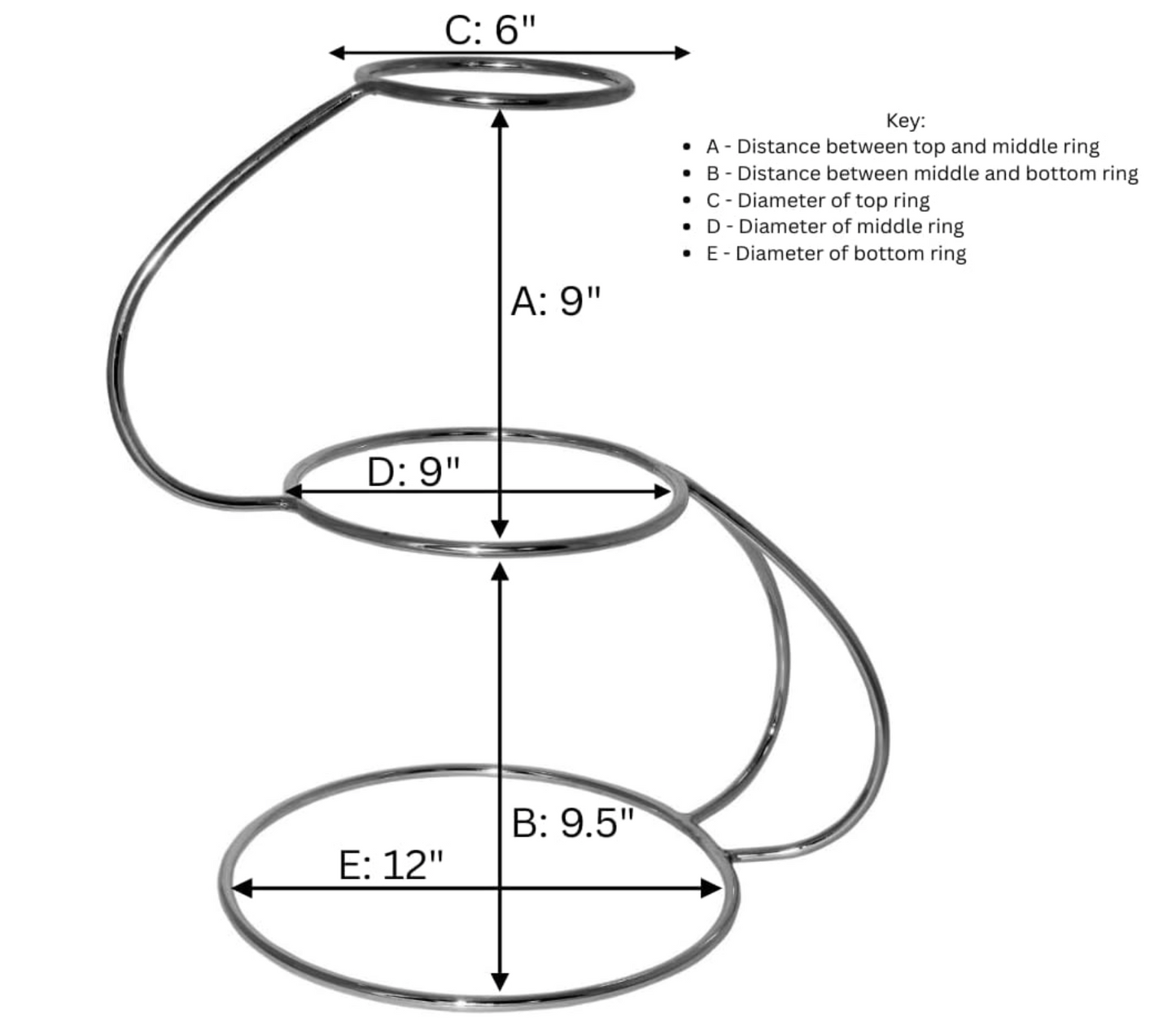 Three Tier Scroll/S Shaped style Cake Stand Chrome