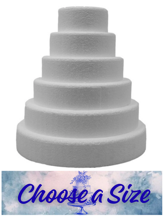 CAKE DUMMY/Polystyrene - ROUND  Bevelled edge CHOOSE A SIZE