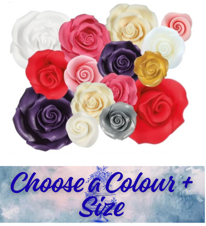 Sugarsoft® Edible-Rose CHOOSE A SIZE AND COLOUR