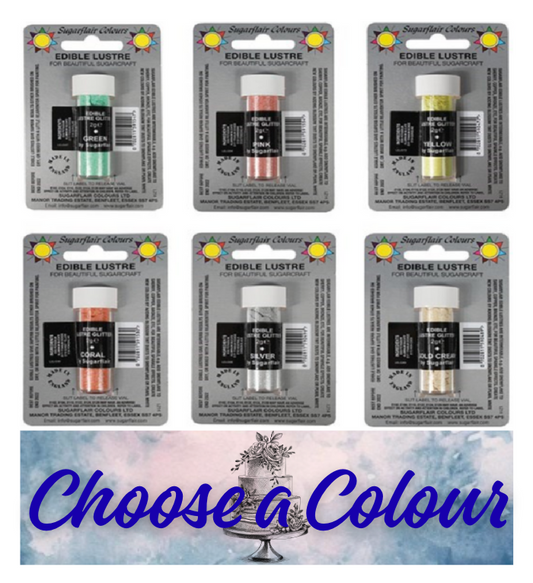 SUGARFLAIR Edible Lustre Glitter -2g CHOOSE A COLOUR