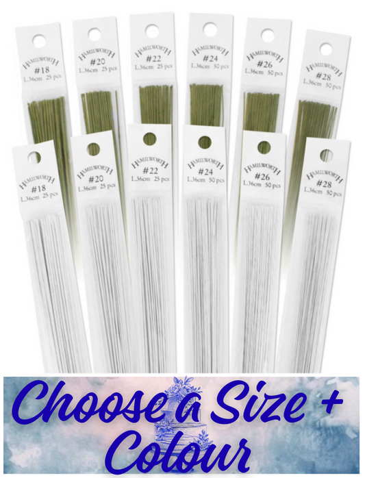 HAMILWORTH WIRES  (Floral Wire)  50/pk or 25/pK-----CHOOSE A COLOUR & SIZE