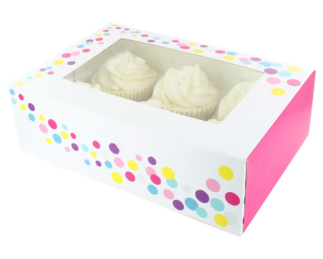6 cupcake/ Muffin Boxes CHOOSE A COLOUR