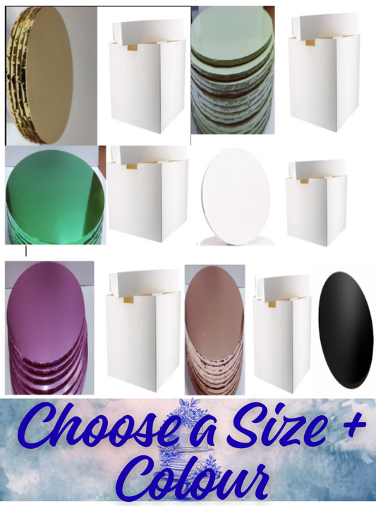 Masonite Cake Board (5mm) & White Tall Cake Box -Choose A Size & Colour