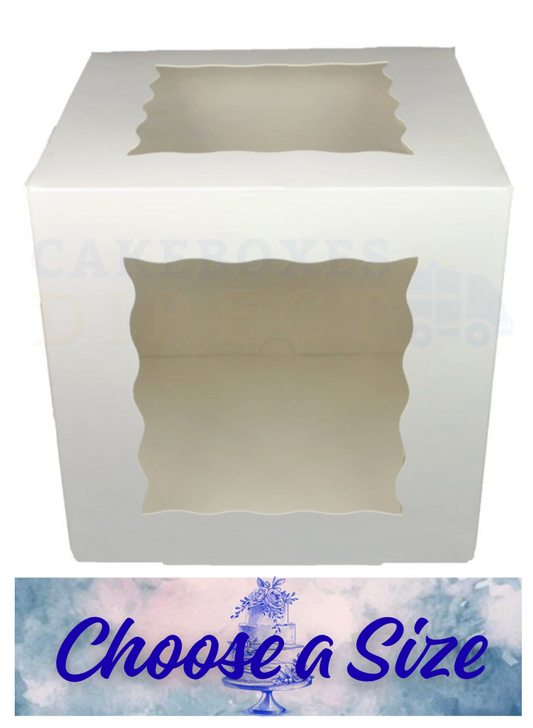 White Tall Window Cake Box And Window Lid CHOOSE A SIZE