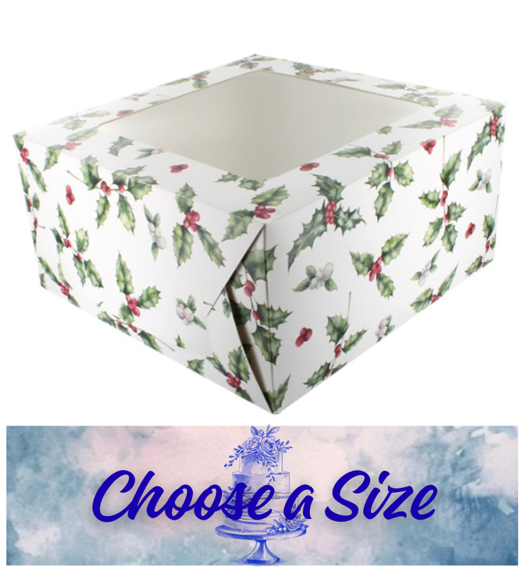 Holly( Christmas) Cake Box ---CHOOSE A SIZE