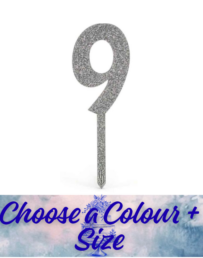 ACRYLIC GLITTER CAKE TOPPER- CHOOSE A COLOUR AND NUMBER
