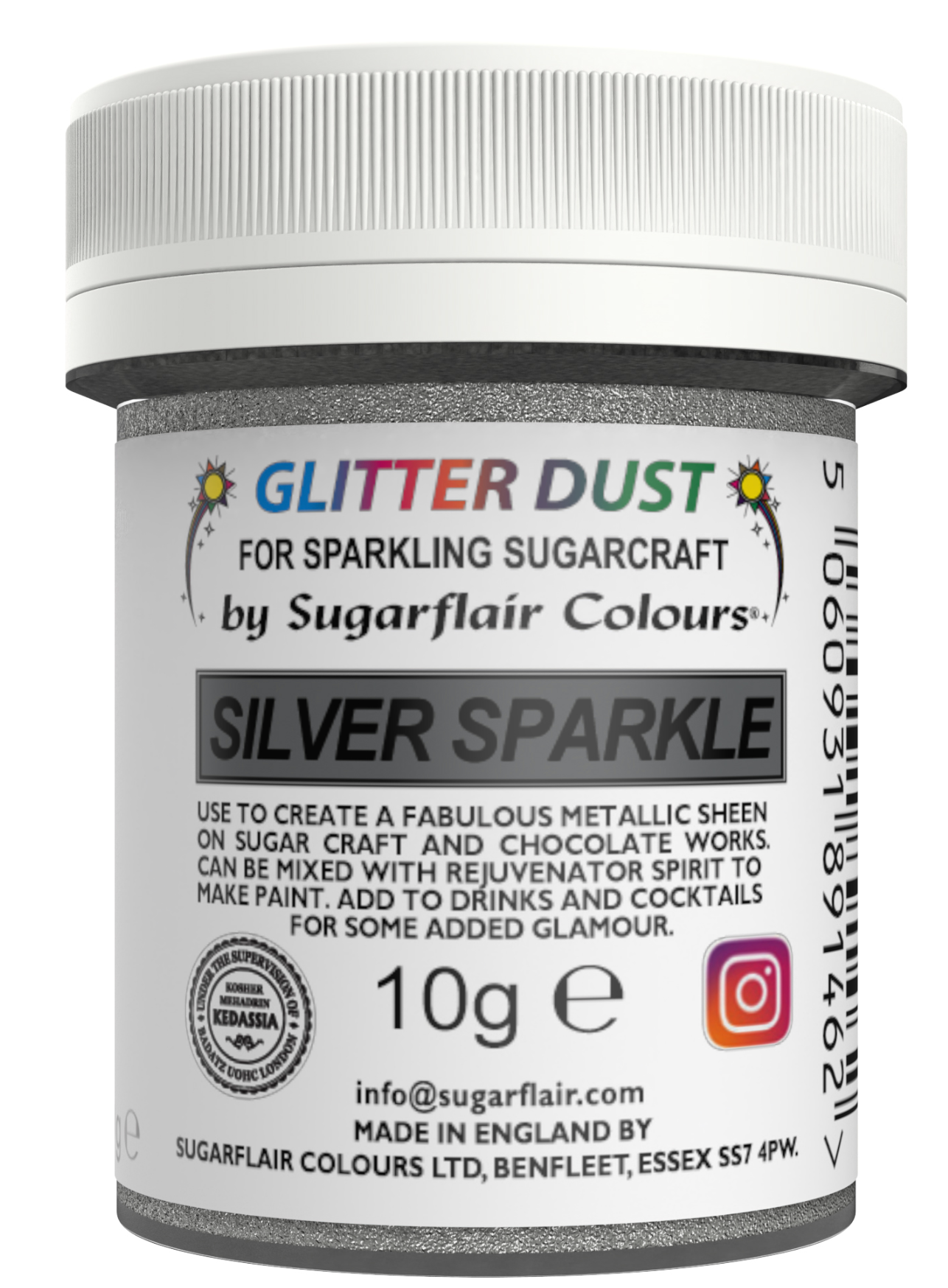 Sugarflair  Edible Glitter Dust 10G CHOOSE A COLOUR
