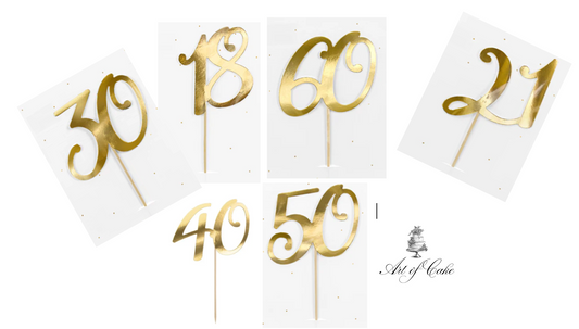 GOLD NUMBER CAKE TOPPER--20.5cm