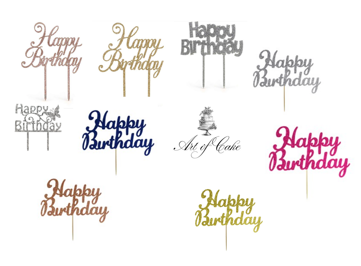 Happy Birthday  -Cake Toppers   CHOOSE A DESIGN