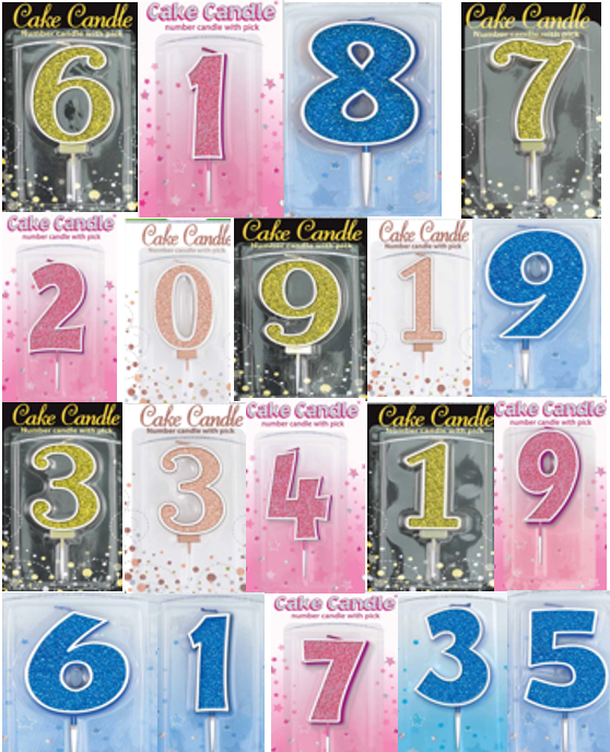GLITTER NUMBER  CANDLES    (CHOOSE A NUMBER)