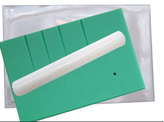 WHITE  Grooved Veiner board with mexican hat holes  with Rolling Pin 10x8x1/2"( 255x220x12mm)