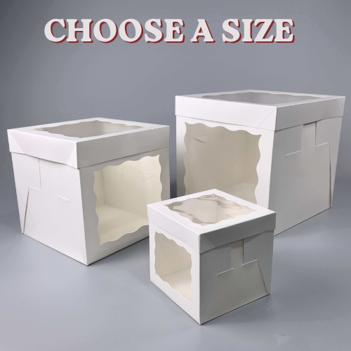 White Tall Window Cake Box And Window Lid CHOOSE A SIZE