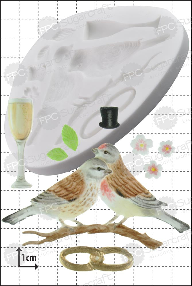 'Wedding Lovebirds' Silicone Mould By FPC C191