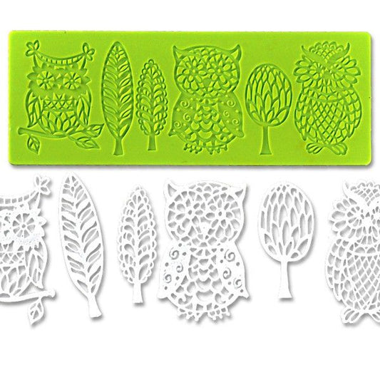 * Silicone Lace Mould -Owls  #0MJMHC040