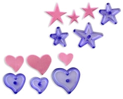 Funky Hearts and Stars with stencils- set of 7 - By JEM cutters