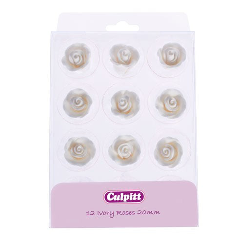 Ivory Sugar Roses 20mm Pack of 12