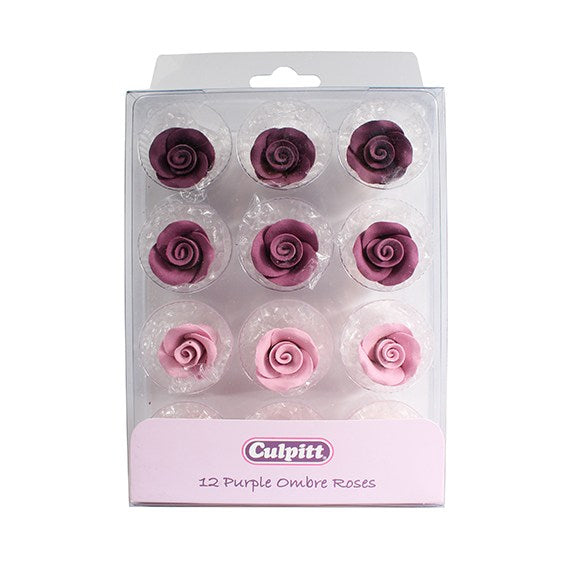 Purple Ombre Sugar Roses 20mm- 12/pk