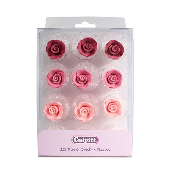 Pink Ombre Sugar Roses 20mm- 12 /pk