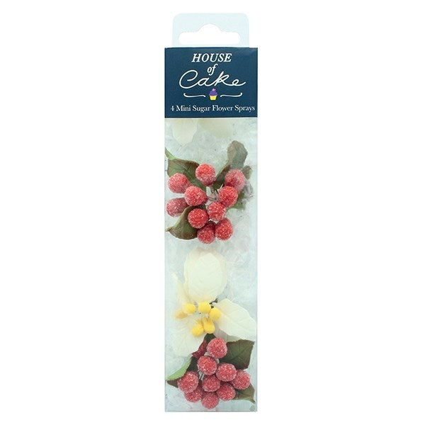 House Of Cake - Poinsettia Wired Sugar Flower Spray - 140mm