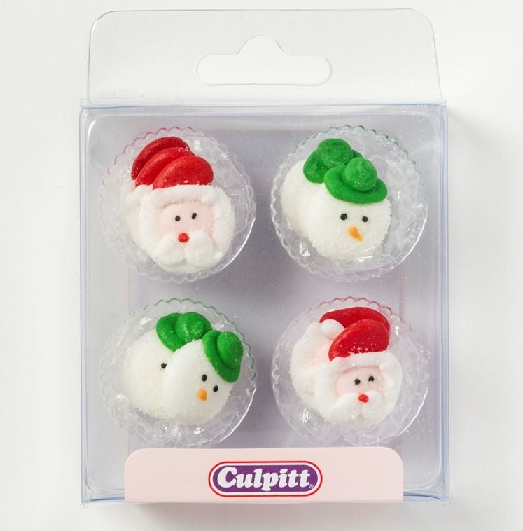 Santa and Snowman Heads Sugar Pipings -