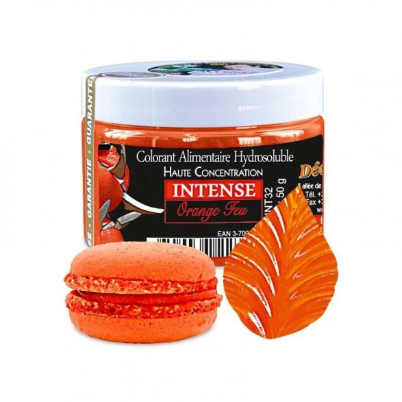 Intense Food Colour-Deco Relief H/C Food Colour  -Fire Orange -50g  INT32