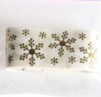 Ivory & Gold Snowflake Ribbon Retail Pack 36mm x 2m