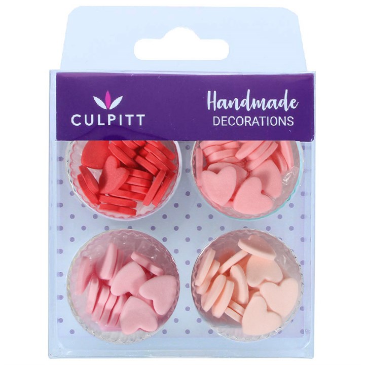 Hearts Red & Pink Mini Sugar Pipings-(422 )- Pack Of 100