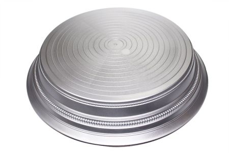 Round Plastic Cake Stand -14"  top- Satin Silver #7715