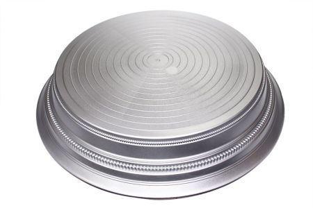 Round Plastic Cake Stand -14"  top- Satin Silver