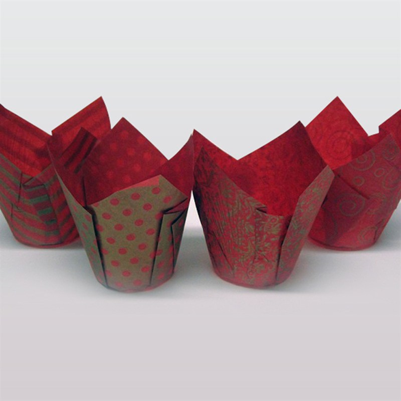 Assorted Red and Gold Tulip Cupcake Case - Pack of 50