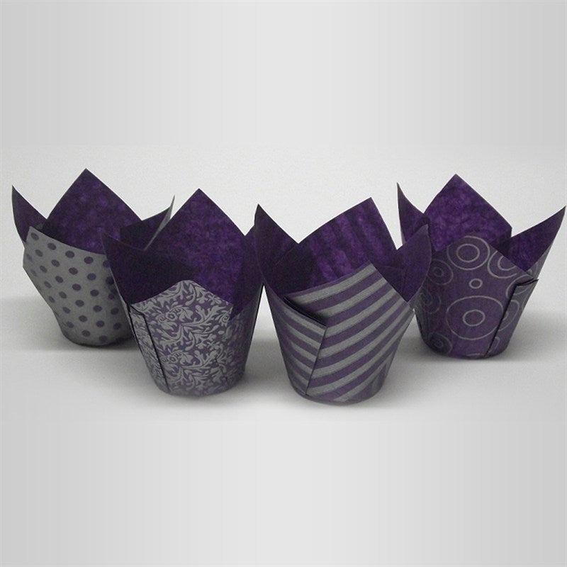 Assorted Purple and Silver Tulip Cupcake Case - Pack of 50