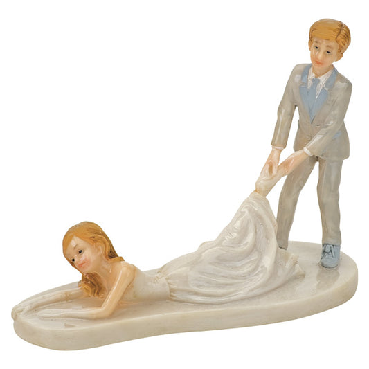 Wedding Figurine Shiny Bride Dragging Groom 160 x 120mm